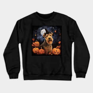 Halloween Lakeland terrier painting Crewneck Sweatshirt